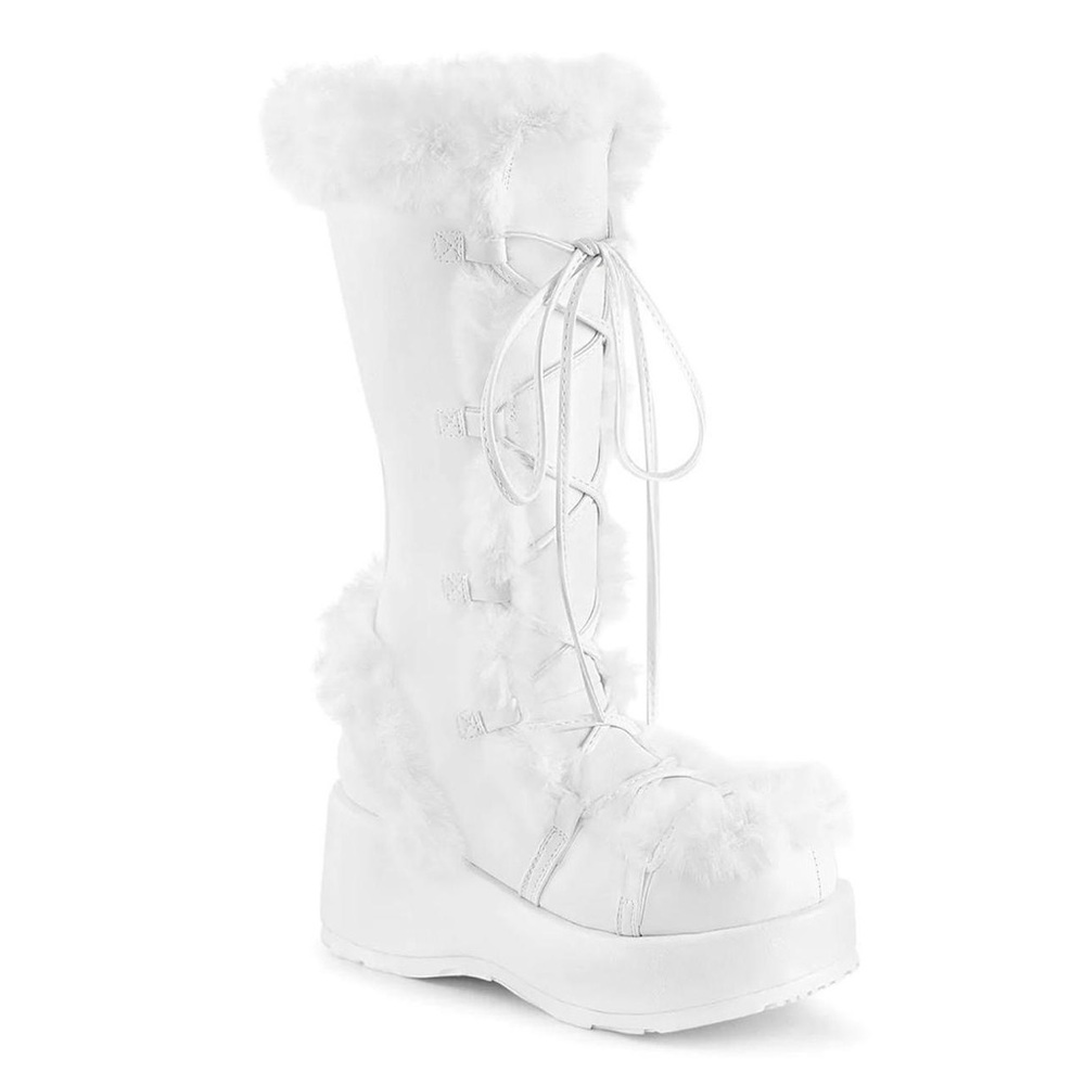 Demonia white fur platform boots !